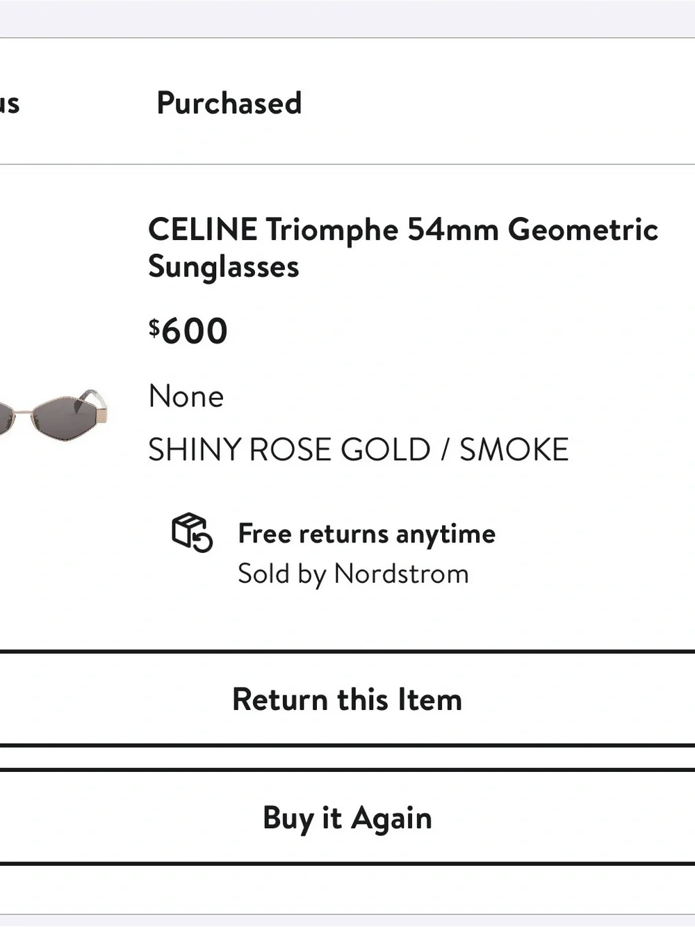 Celine Rose Gold/ Smoke Geometric Sunglasses